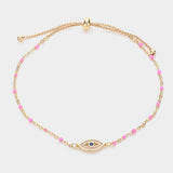 Evil Eye Pointed Beads Station Pull Tie Bracelet - Madeline Love - Flyclothing LLC