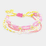 Flower Threaded Shell Piece Pointed Beaded Adjustable Cinch Pull Tie Bracelet - Madeline Love - Flyclothing LLC