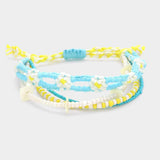 Flower Threaded Shell Piece Pointed Beaded Adjustable Cinch Pull Tie Bracelet - Madeline Love - Flyclothing LLC