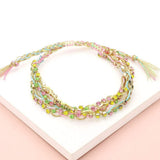 Faceted Beaded Layered Adjustable Cinch Pull Tie Bracelet - Madeline Love - Flyclothing LLC