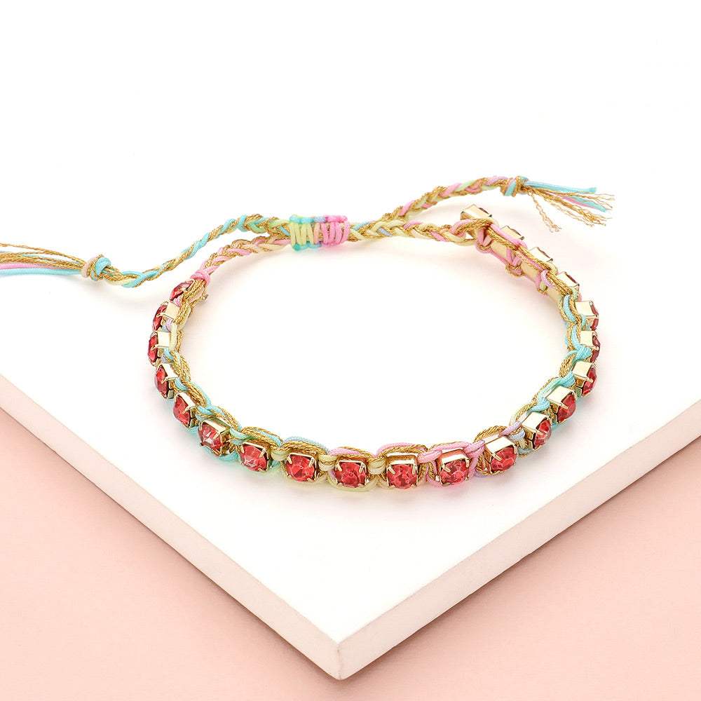Stone Cluster Beaded Adjustable Cinch Pull Tie Bracelet - Madeline Love - Flyclothing LLC