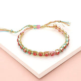 Stone Cluster Beaded Adjustable Cinch Pull Tie Bracelet - Madeline Love - Flyclothing LLC