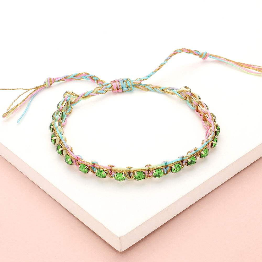Stone Cluster Beaded Adjustable Cinch Pull Tie Bracelet - Madeline Love - Flyclothing LLC