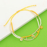 Flower Beaded Cinch Pull Tie Bracelet - Madeline Love - Flyclothing LLC