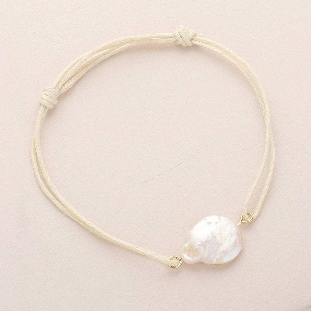 Freshwater Pearl Pointed Waxed Thread Adjustable Bracelet - Madeline Love - Flyclothing LLC