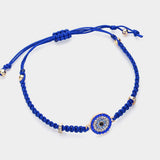 Stone Paved Evil Eye Pointed Braided Adjustable Cinch Pull Tie Bracelet - Madeline Love - Flyclothing LLC