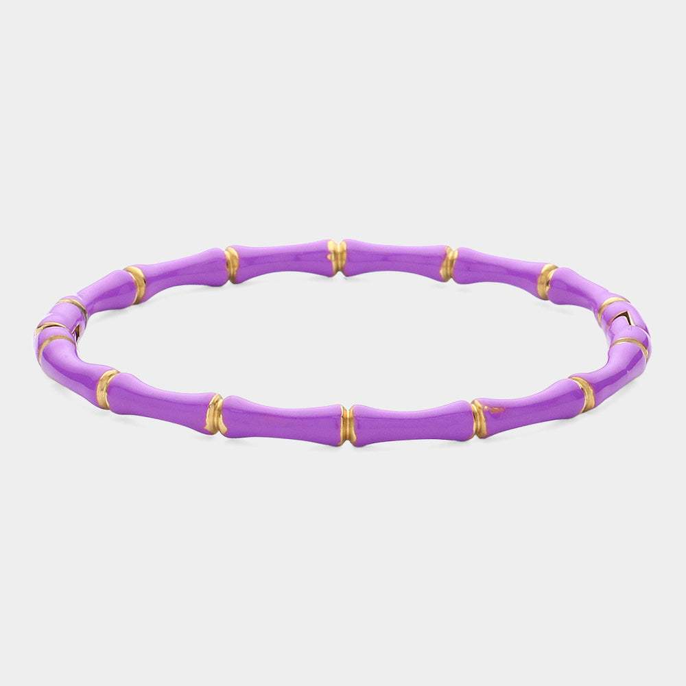 Enamel Bamboo Hinged Bangle Bracelet - Madeline Love - Flyclothing LLC