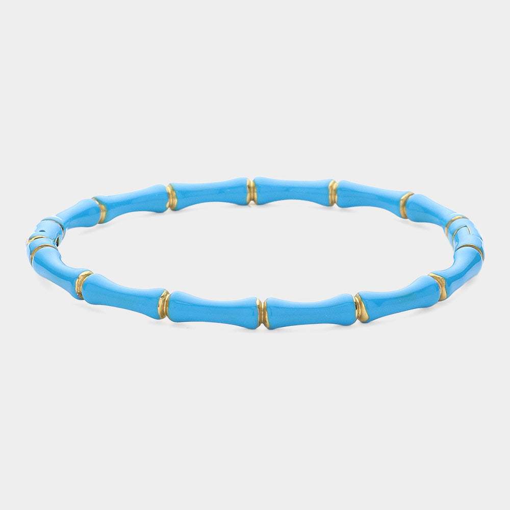 Enamel Bamboo Hinged Bangle Bracelet - Madeline Love - Flyclothing LLC