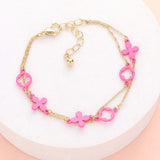 Colored Flower Crisscross Station Double Layered Bracelet - Madeline Love - Flyclothing LLC