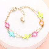 Colored Flower Crisscross Station Double Layered Bracelet - Madeline Love - Flyclothing LLC