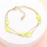 Colored Flower Crisscross Station Double Layered Bracelet - Madeline Love - Flyclothing LLC
