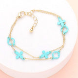 Colored Flower Crisscross Station Double Layered Bracelet - Madeline Love - Flyclothing LLC