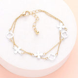 Colored Flower Crisscross Station Double Layered Bracelet - Madeline Love - Flyclothing LLC