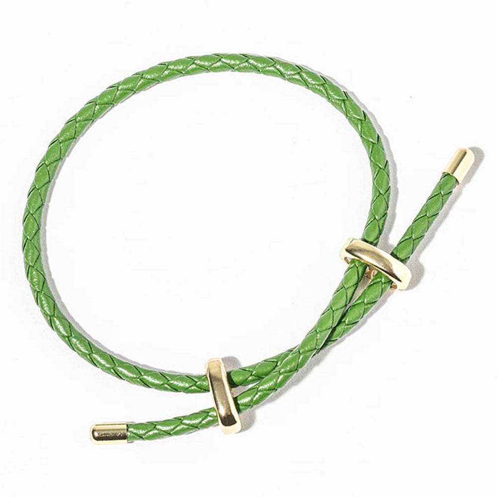 Faux Leather Braided Gold Dipped Tip Adjustable Bracelet - Madeline Love - Flyclothing LLC