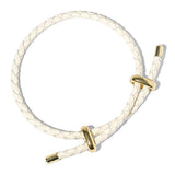 Faux Leather Braided Gold Dipped Tip Adjustable Bracelet - Madeline Love - Flyclothing LLC