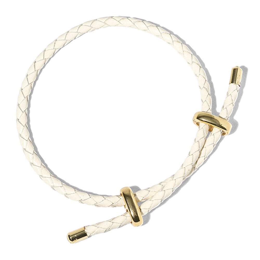 Faux Leather Braided Gold Dipped Tip Adjustable Bracelet - Madeline Love - Flyclothing LLC
