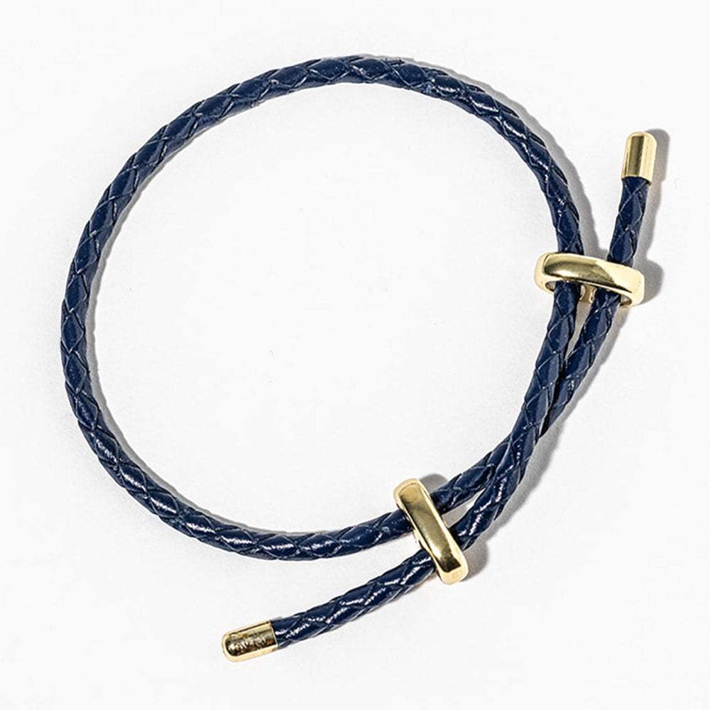 Faux Leather Braided Gold Dipped Tip Adjustable Bracelet - Madeline Love - Flyclothing LLC