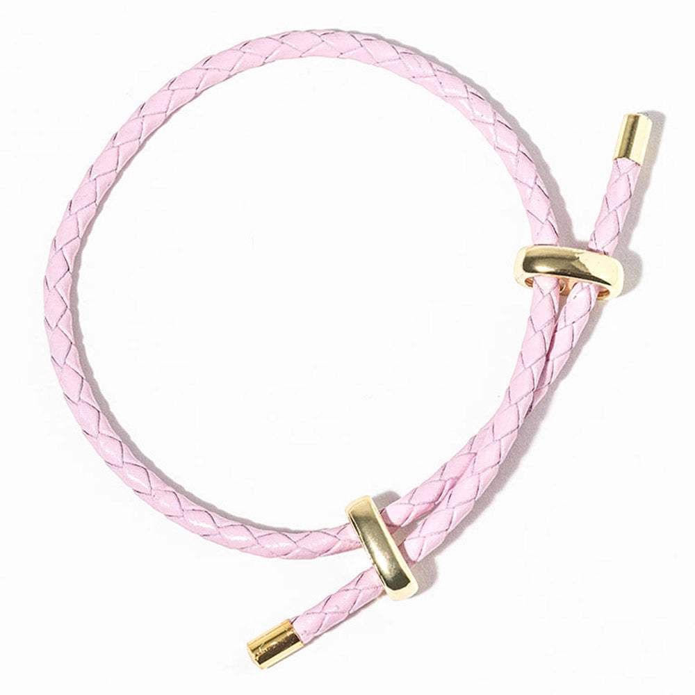 Faux Leather Braided Gold Dipped Tip Adjustable Bracelet - Madeline Love - Flyclothing LLC