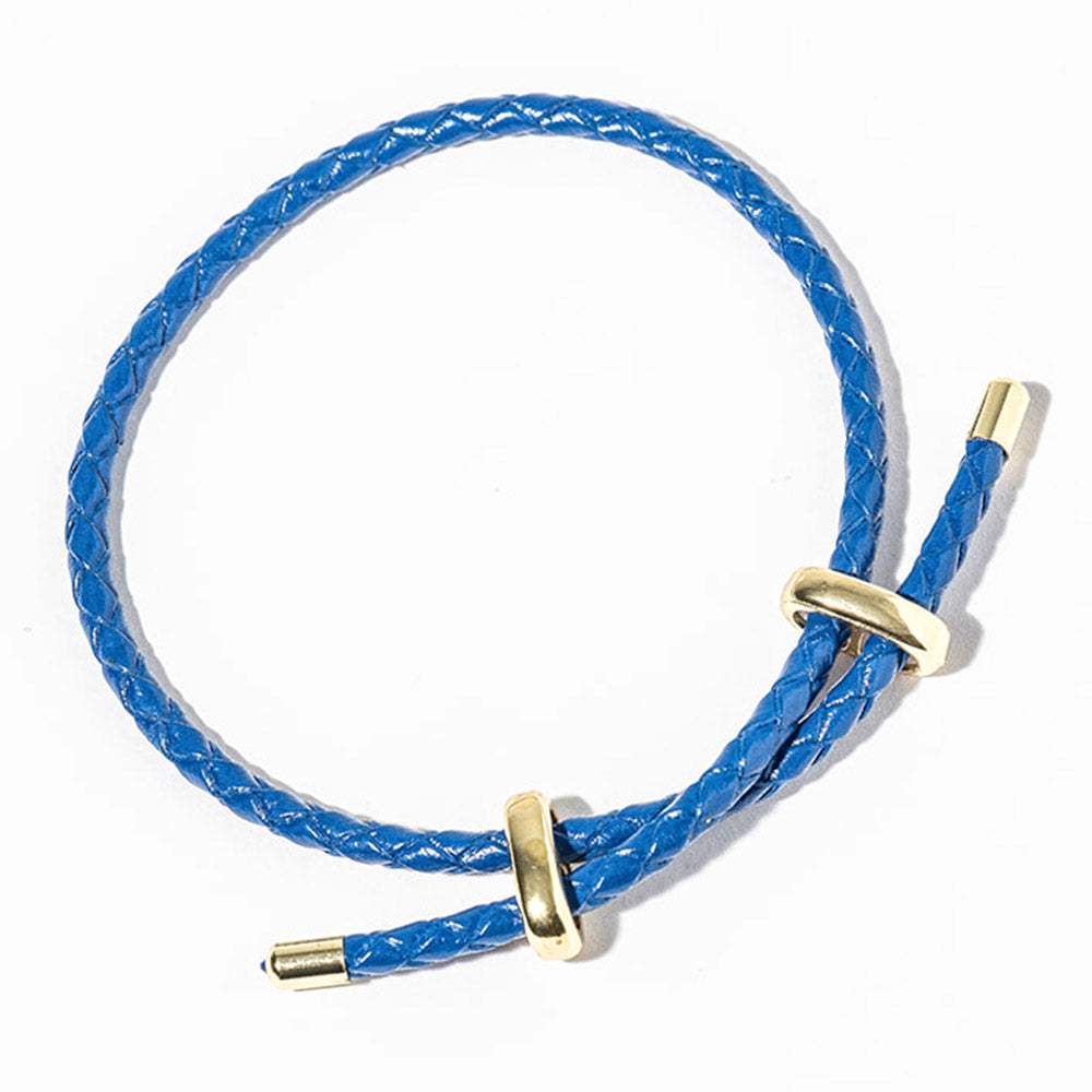 Faux Leather Braided Gold Dipped Tip Adjustable Bracelet - Madeline Love - Flyclothing LLC