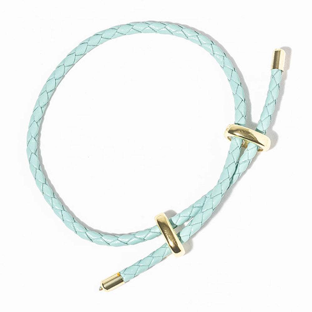 Faux Leather Braided Gold Dipped Tip Adjustable Bracelet - Madeline Love - Flyclothing LLC