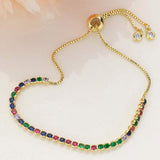 Round CZ Stone Bezel Adjustable Pull Tie Bracelet - Madeline Love - Flyclothing LLC