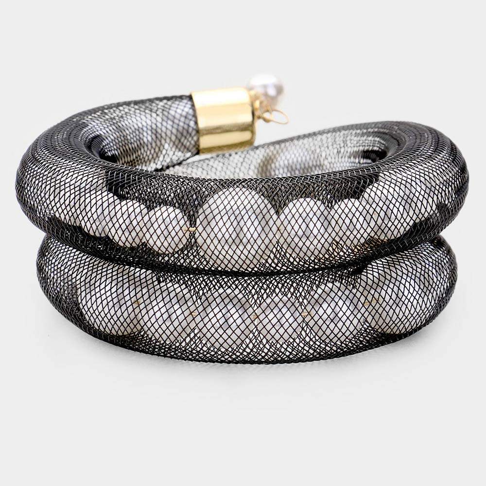 Mesh Tube Pearl Adjustable Bracelet - Madeline Love - Flyclothing LLC