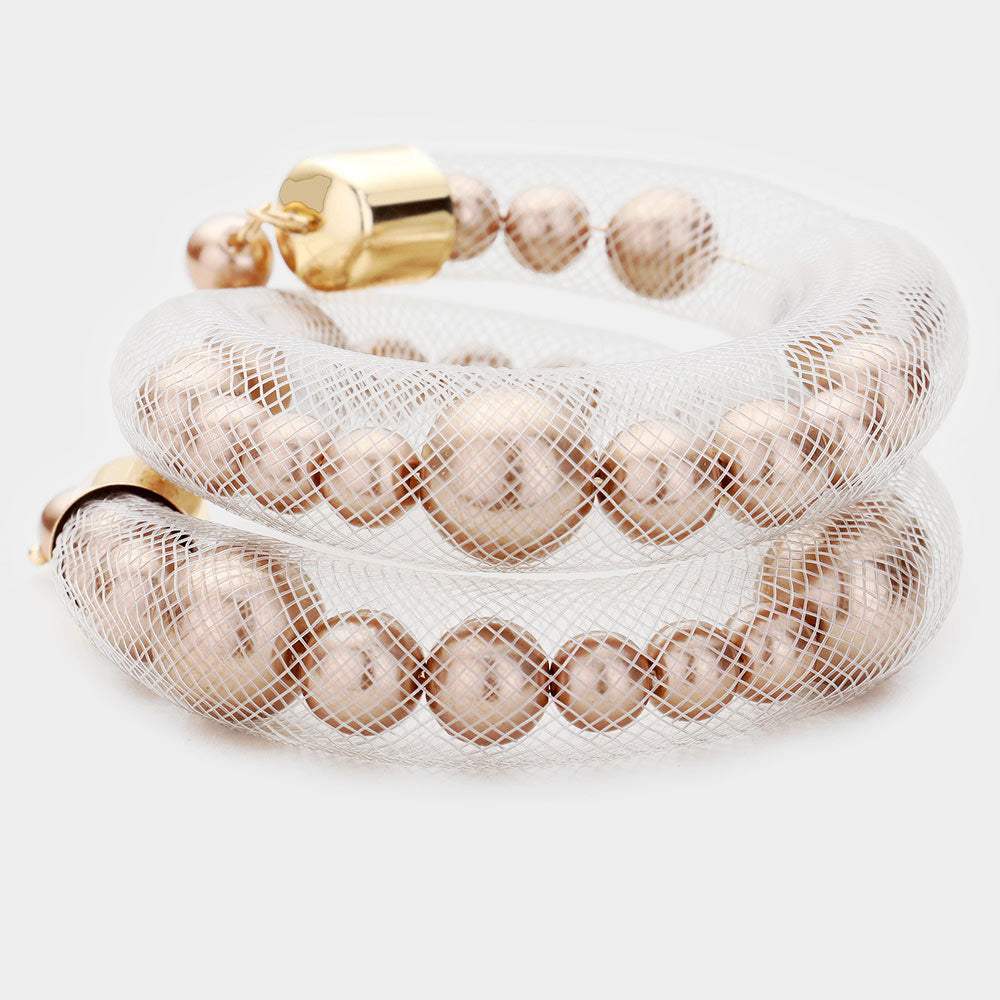 Mesh Tube Pearl Adjustable Bracelet - Madeline Love - Flyclothing LLC