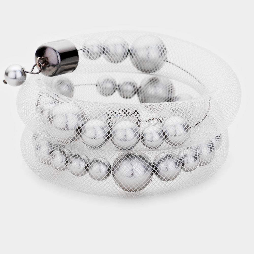 Mesh Tube Pearl Adjustable Bracelet - Madeline Love - Flyclothing LLC