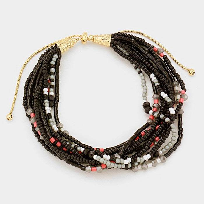 Multi-strand Boho Beaded Adjustable Pull Tie Bracelet - Madeline Love - Flyclothing LLC