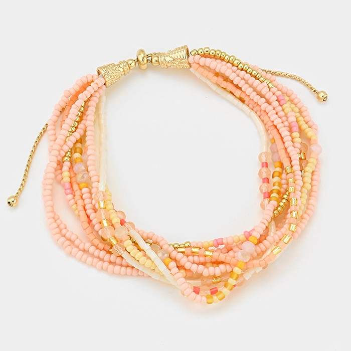 Multi-strand Boho Beaded Adjustable Pull Tie Bracelet - Madeline Love - Flyclothing LLC