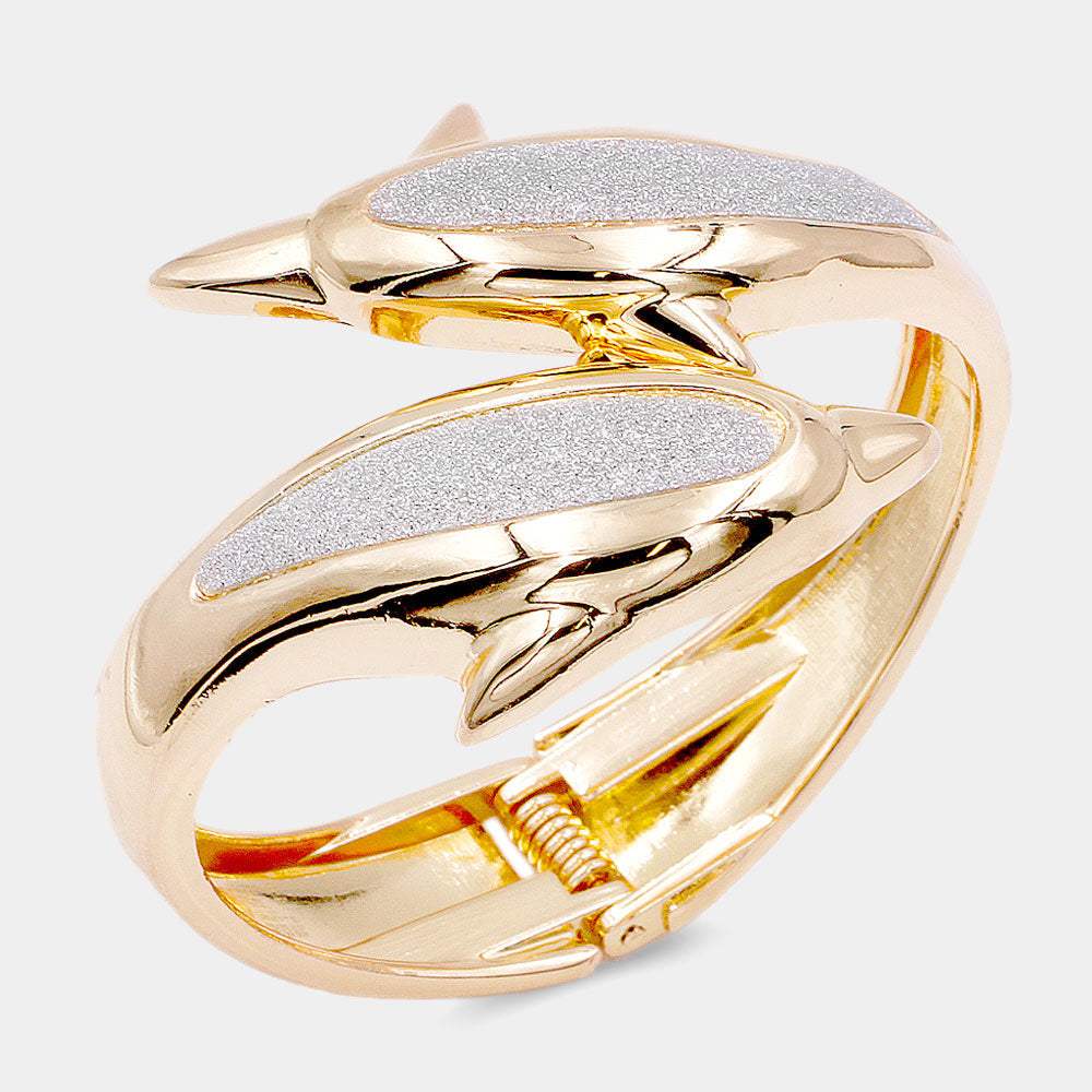 Bling Double Dolphin Hinged Bracelet - Madeline Love - Flyclothing LLC