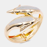 Bling Double Dolphin Hinged Bracelet - Madeline Love - Flyclothing LLC