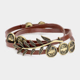 Message Disc Cluster Laurel Faux Leather Wrap Bracelet - Madeline Love - Flyclothing LLC