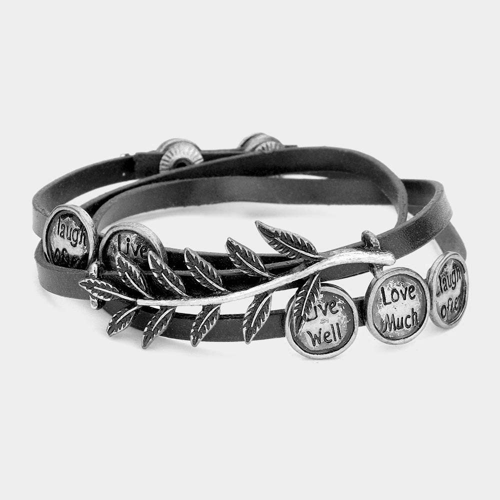 Message Disc Cluster Laurel Faux Leather Wrap Bracelet - Madeline Love - Flyclothing LLC