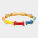 Enamel Bamboo Hinged Bangle Bracelet - Madeline Love - Flyclothing LLC