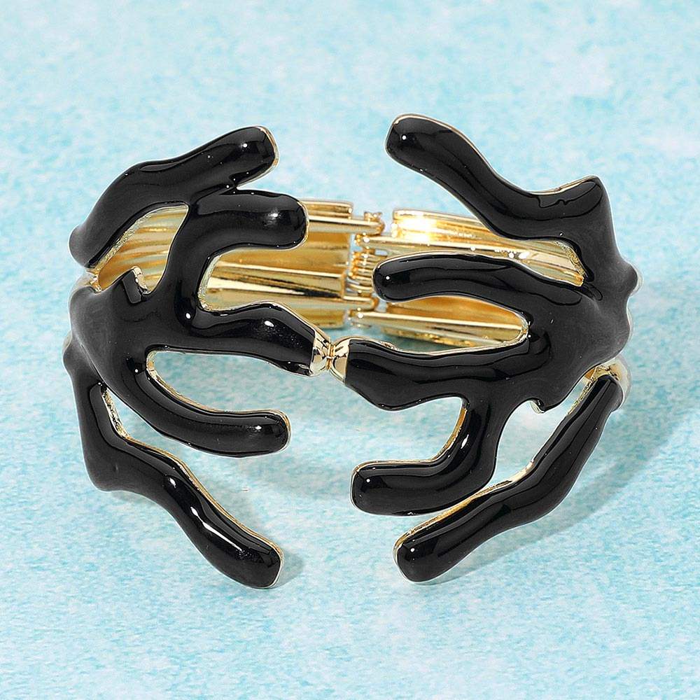 Bold Enamel Coral Hinged Bangle Bracelet - Madeline Love - Flyclothing LLC