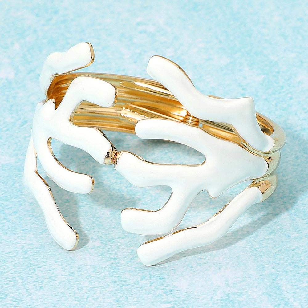 Bold Enamel Coral Hinged Bangle Bracelet - Madeline Love - Flyclothing LLC