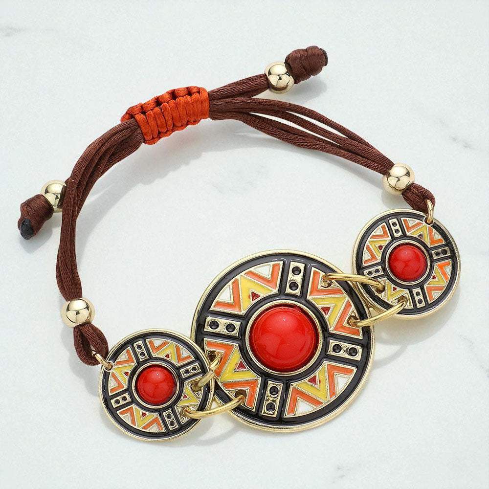Aztec Triple Round Cinch Pull Tie Bracelet - Madeline Love - Flyclothing LLC