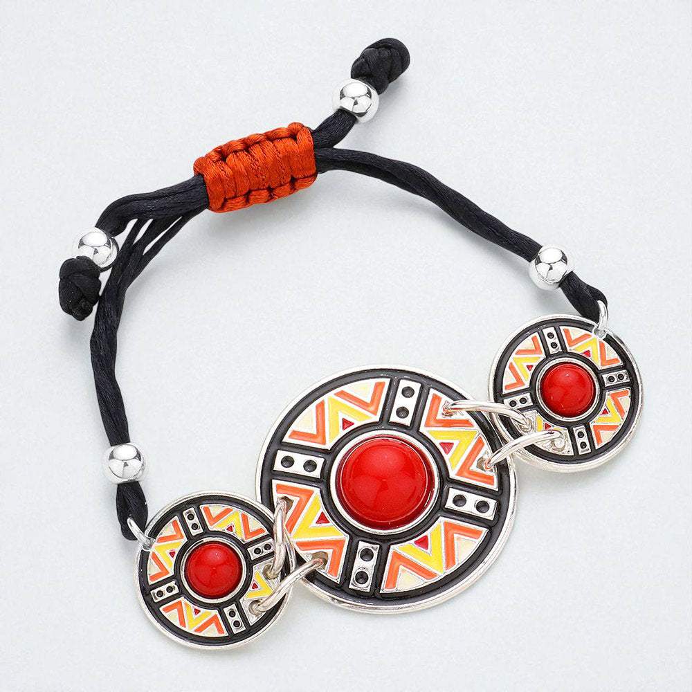 Aztec Triple Round Cinch Pull Tie Bracelet - Madeline Love - Flyclothing LLC