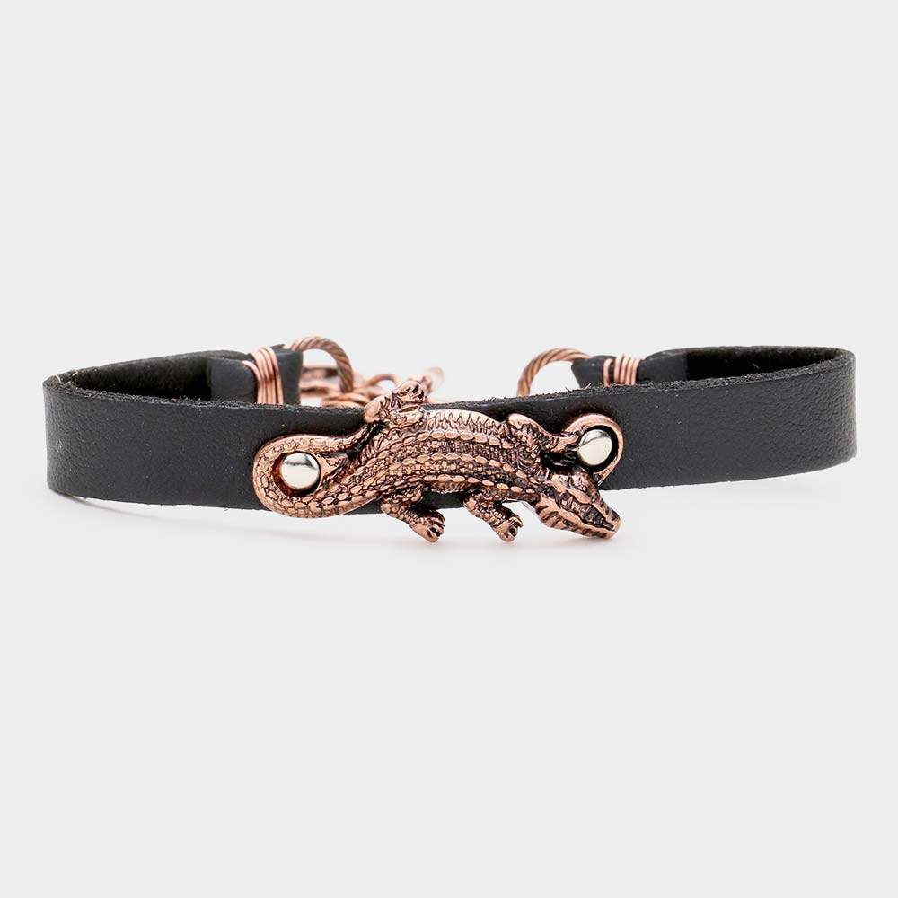 Crocodile Faux Leather Toggle Bracelet - Madeline Love - Flyclothing LLC
