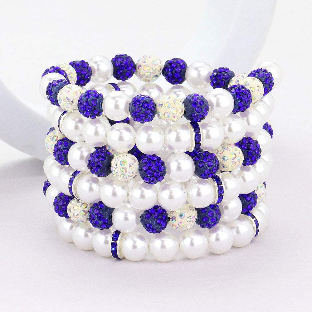 Pearl Shamballa Ball Beaded Adjustable Strand Bracelet - Madeline Love - Flyclothing LLC