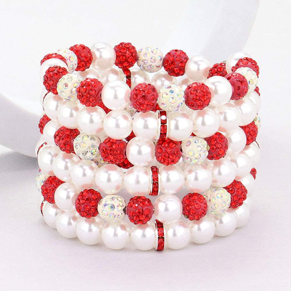 Pearl Shamballa Ball Beaded Adjustable Strand Bracelet - Madeline Love - Flyclothing LLC