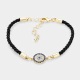 Rhinestone Embellished Evil Eye Charm Bracelet - Madeline Love - Flyclothing LLC