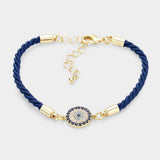 Rhinestone Embellished Evil Eye Charm Bracelet - Madeline Love - Flyclothing LLC