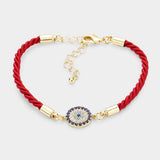 Rhinestone Embellished Evil Eye Charm Bracelet - Madeline Love - Flyclothing LLC