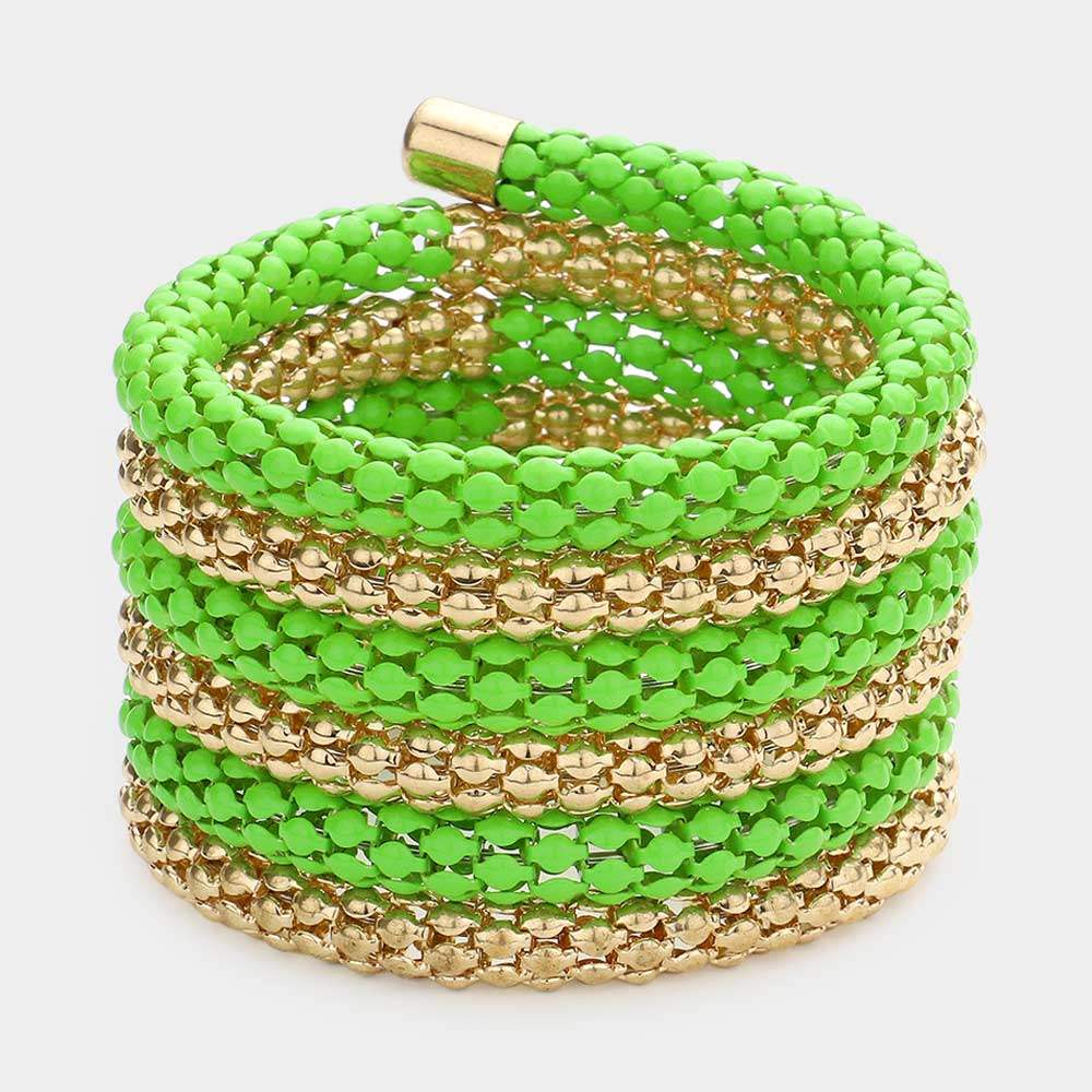 Metal Mesh Tube Coil Bracelet - Madeline Love - Flyclothing LLC