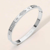 Stainless Steel Geometric CZ Detail Hinged Bangle Bracelet - Madeline Love - Flyclothing LLC