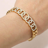 Stainless Steel CZ Pave Circle Link Hinged Bangle Bracelet - Madeline Love - Flyclothing LLC