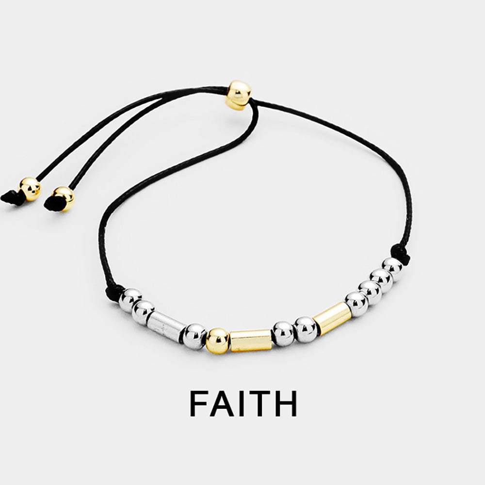 FAITH Message Morse Code Adjustable Cinch Pull Tie Bracelet - Madeline Love - Flyclothing LLC