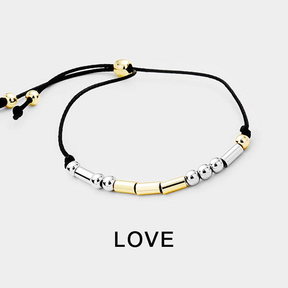 LOVE Message Morse Code Adjustable Cinch Pull Tie Bracelet - Madeline Love - Flyclothing LLC